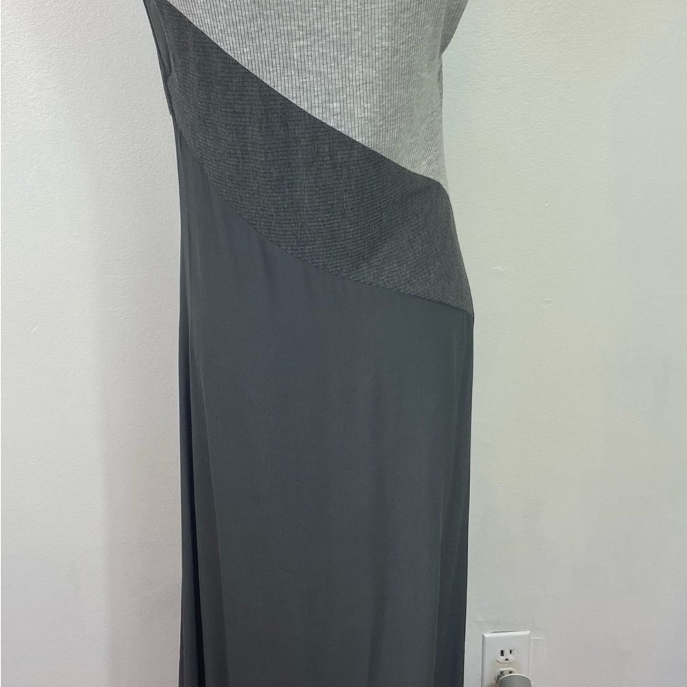 Soft Surroundings Flatter Me Asymmetric Colorblock Flowy Maxi Dress L Grey - Picture 4 of 8